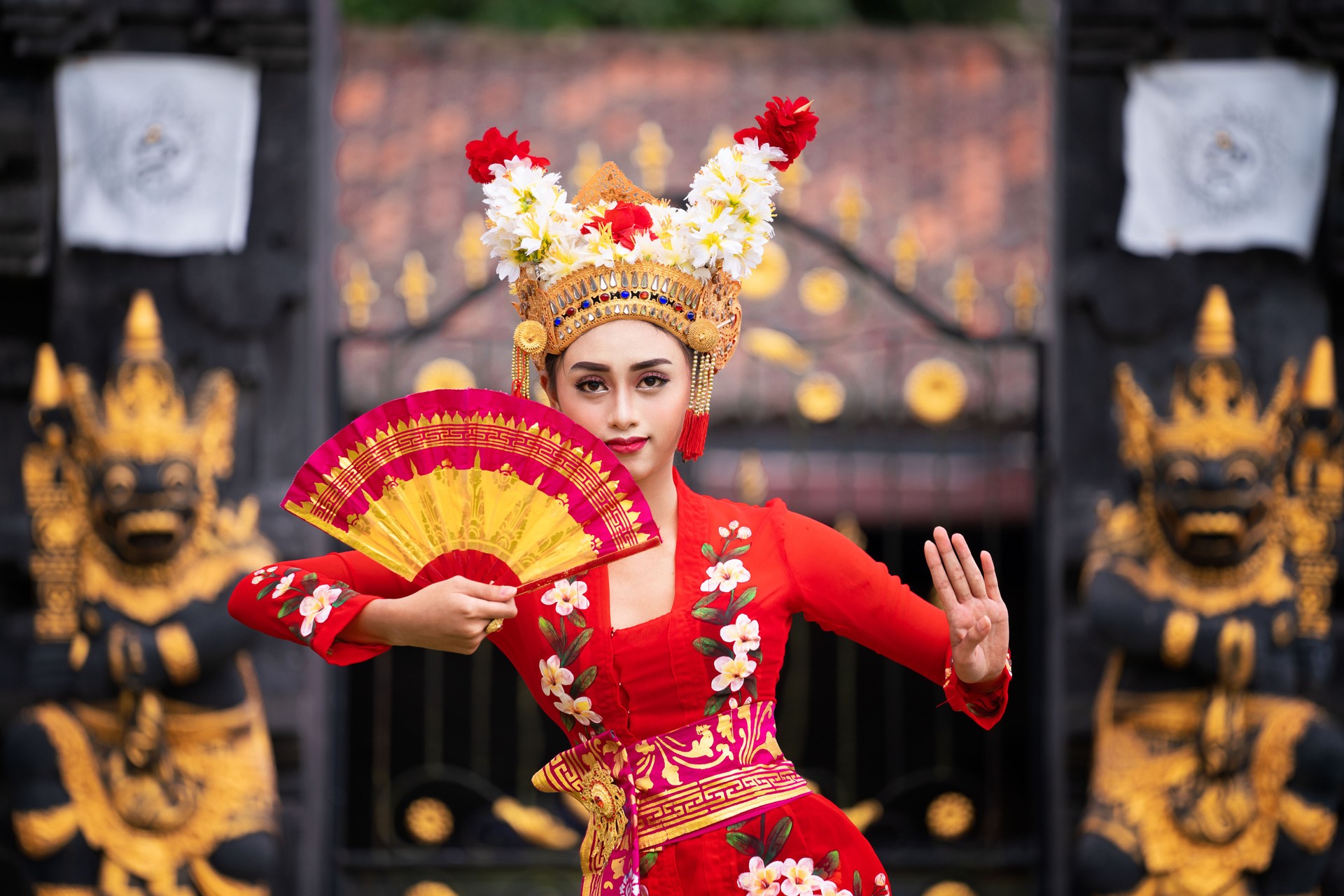 Balinese girl performing traditional dress in bali