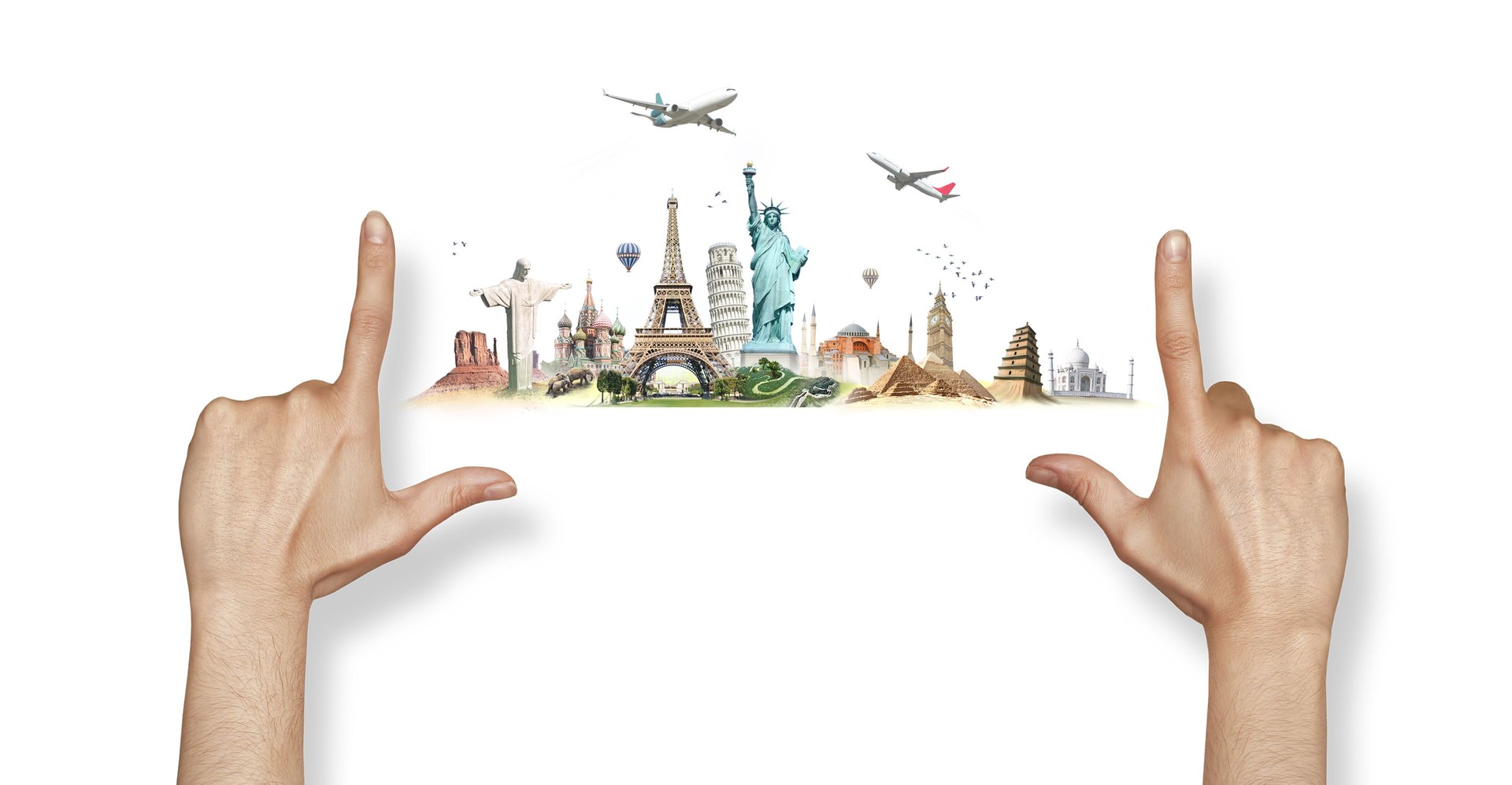 Travel the world landmarks concept